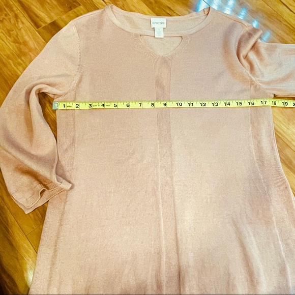Chico's 3/4 Sleeve Cutout Blouse Light Pink M/8 - Picture 10 of 12